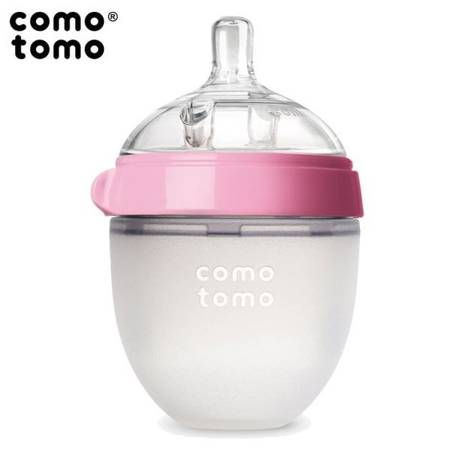Comotomo Antykolkowa butelka silikonowa MOM'S BREAST 150 ml Pink NEWBORN
