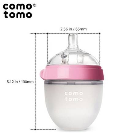 Comotomo Antykolkowa butelka silikonowa MOM'S BREAST 150 ml Pink NEWBORN